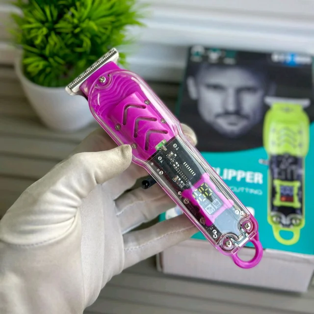 LT-808 Transparent Pro Hair Trimmer – Complete Haircut & Touch-Up Kit - Pink
