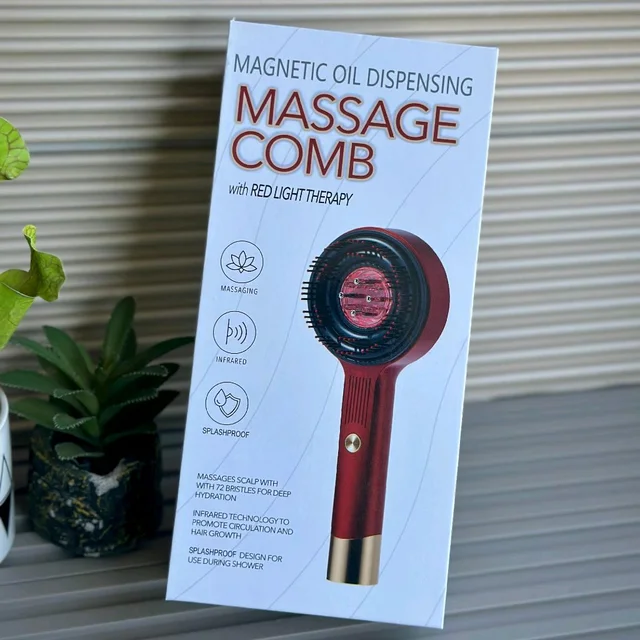 Electric Scalp Massage Comb – With Vibration & LED Therapy (Pack Of 1) - Red