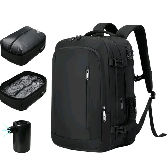 Vacuum Compression Travel Backpack with Built-in Compression System, Large Capacity Laptop Backpack for Men & Women, Waterproof Multi-Compartment