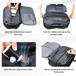 Vacuum Compression Travel Backpack with Built-in Compression System, Large Capacity Laptop Backpack for Men & Women, Waterproof Multi-Compartment