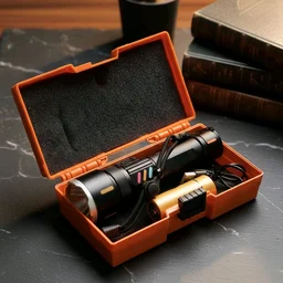 USB Rechargeable LED Flashlight with 9800mAh Battery, High Power Torch Light with Storage Case, Waterproof Outdoor Flashlight for Camping, Emergency, Trekking and Night Use