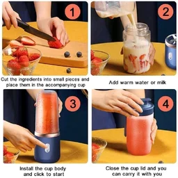 Portable Mini Juicer Blender 400ml – USB Rechargeable Smoothie Maker for Juice, Milkshake, Fruit Blender Bottle