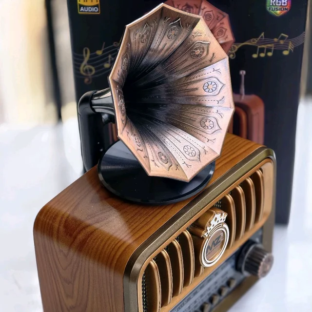Retro Radio Bluetooth Speaker S671 – Vintage Gramophone Style Wireless Speaker with FM, USB & TF Card Support