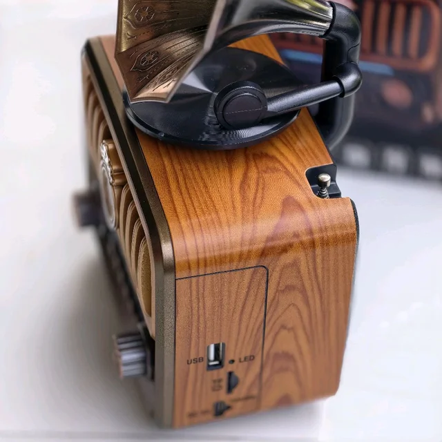 Retro Radio Bluetooth Speaker S671 – Vintage Gramophone Style Wireless Speaker with FM, USB & TF Card Support