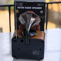 Retro Radio Bluetooth Speaker S671 – Vintage Gramophone Style Wireless Speaker with FM, USB & TF Card Support