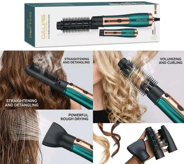 3-in-1 Hot Air Styling Comb – Straightener, Curler & Dryer (1400W)