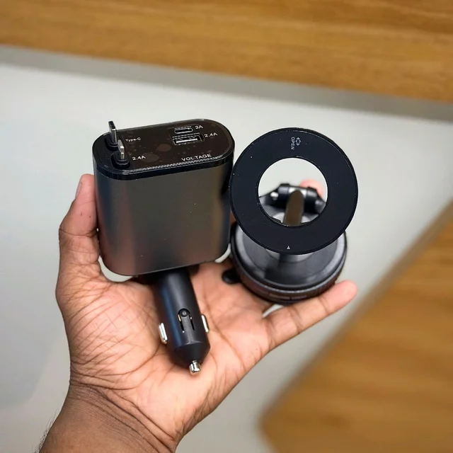 Car Essentials Combo – Magnetic Holder + 4-in-1 Fast Charger