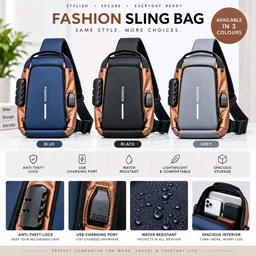 Anti-Theft Crossbody Sling Bag (Water-Resistant) Secure • Minimal • Everyday Carry - Black