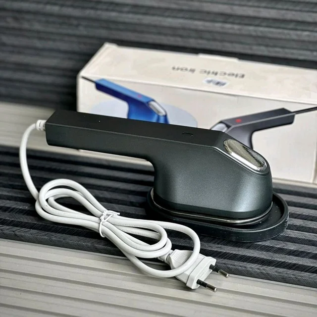 Portable Mini Electric Iron for Travel, Home & Hostel Use – Fast Heating Compact Clothes Press with Stable Base Stand & Easy Grip Handle for Quick Wrinkle Removal - Gray