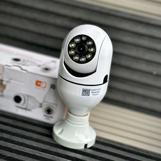 WiFi Smart Bulb Security Camera, 360° Wireless CCTV Camera with HD Video, Motion Detection, Night Vision & Remote Viewing for Home Security