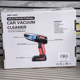 Multifunctional 4-in-1 Cordless Car Vacuum Cleaner with Air Compressor & LED Flashlight