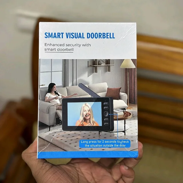 Smart Visual Doorbell Camera with HD Indoor Monitor, Two-Way Talkback, Night Vision, Long Battery Life & Multi-Language Support for Home Security
