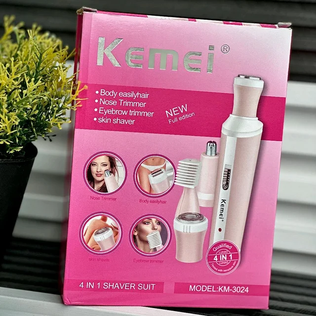 Kemei 4 In 1 Rechargeable Women's Grooming & Hair Removal Trimmer Kit with USB Charging