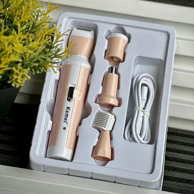 Kemei 4 In 1 Rechargeable Women's Grooming & Hair Removal Trimmer Kit with USB Charging