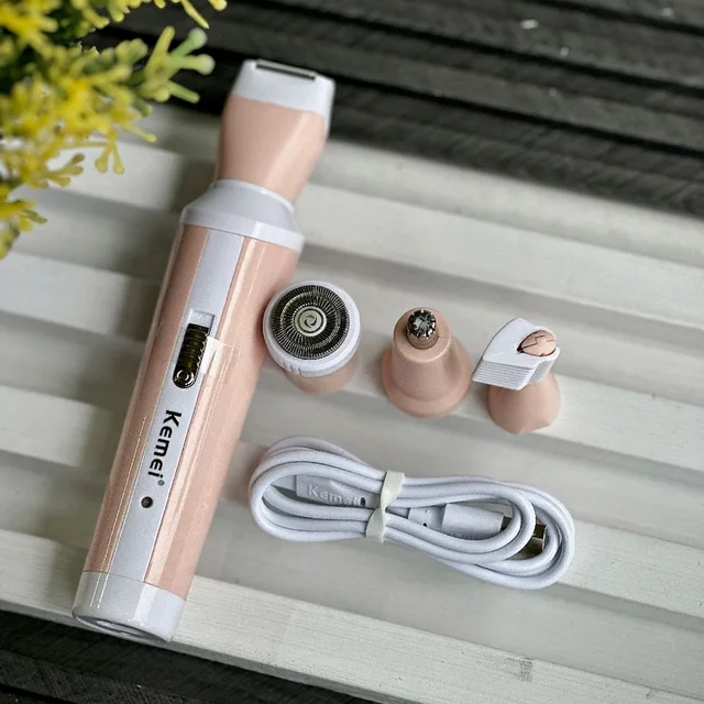 Kemei 4 In 1 Rechargeable Women's Grooming & Hair Removal Trimmer Kit with USB Charging