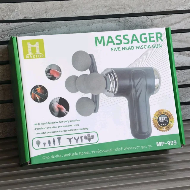 MAXTOP Five Head Fascia Gun Deep Tissue Muscle Massager with Multiple Massage Heads