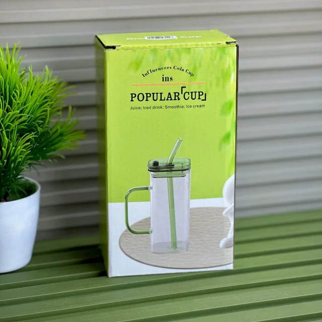 Popular Cup 3 Piece Tumbler Combo with Bamboo Lid & Reusable Glass Straw | Aesthetic Drinking Cup for Juice, Coffee & Smoothies