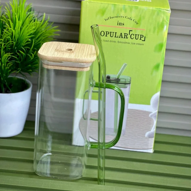 Popular Cup 3 Piece Tumbler Combo with Bamboo Lid & Reusable Glass Straw | Aesthetic Drinking Cup for Juice, Coffee & Smoothies