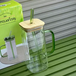 Popular Cup 3 Piece Tumbler Combo with Bamboo Lid & Reusable Glass Straw | Aesthetic Drinking Cup for Juice, Coffee & Smoothies