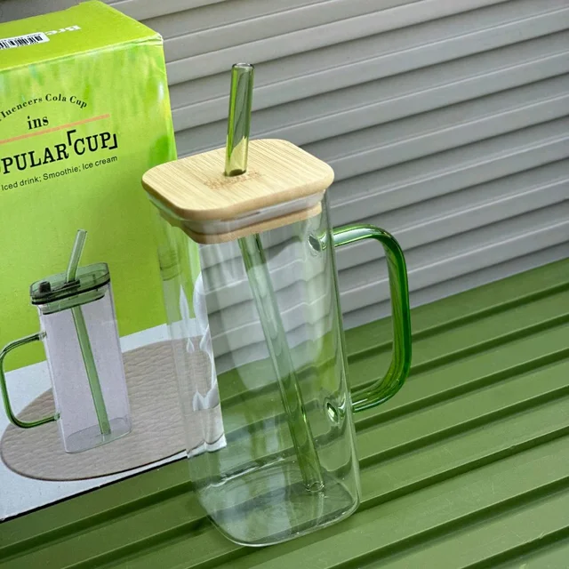 Popular Cup 3 Piece Tumbler Combo with Bamboo Lid & Reusable Glass Straw | Aesthetic Drinking Cup for Juice, Coffee & Smoothies