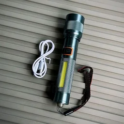 Rechargeable High Power LED Flashlight LM-7703 with COB Side Light & Safety Hammer