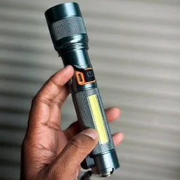 Rechargeable High Power LED Flashlight LM-7703 with COB Side Light & Safety Hammer