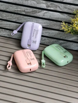Hitage Premium 10000 mAh Power Bank | PD 37W Fast Charging | Built-in Cable & Lanyard | Smart LED Display - Purple