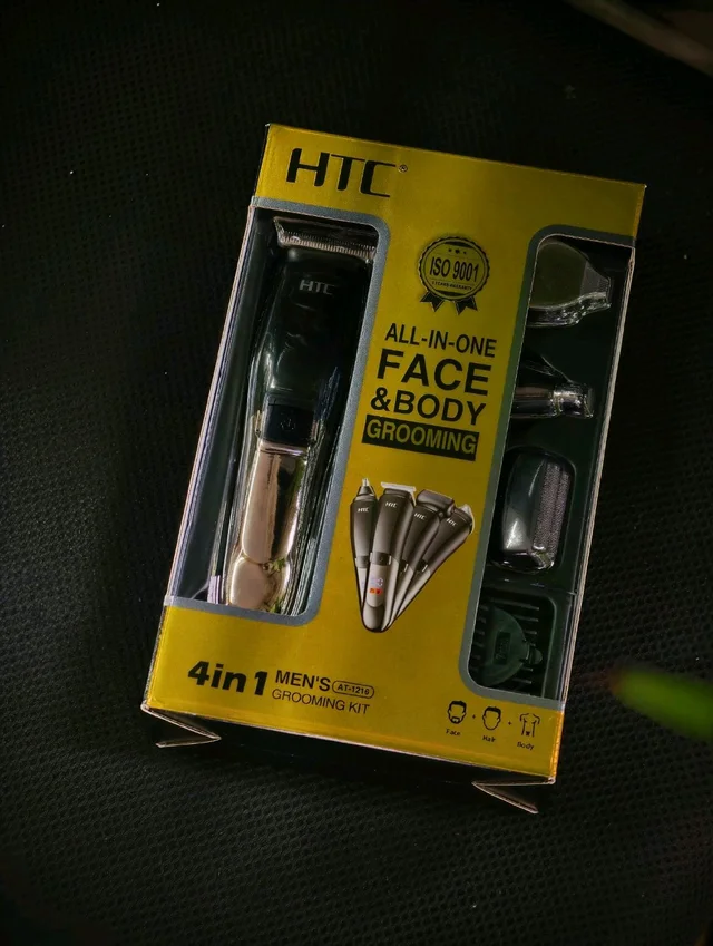HTC AT-1216 4-in-1 Professional Multi-Grooming Kit for Men – Rechargeable Face, Hair & Body Trimmer Set