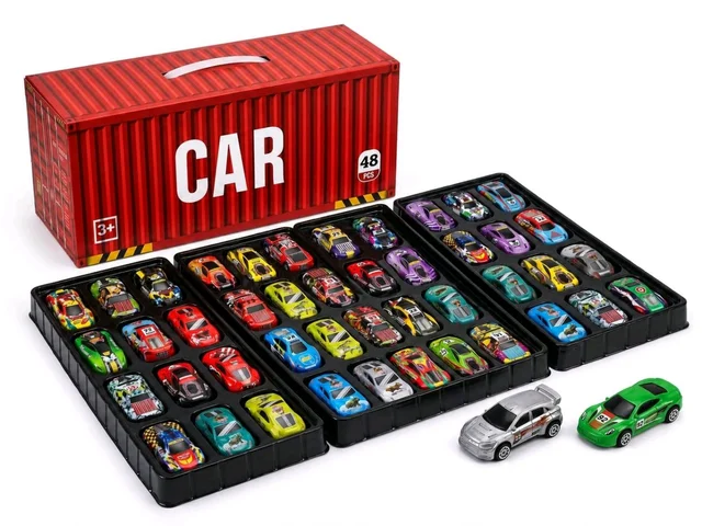 48 Pcs Diecast Alloy Model Toy Cars Set with Tiered Container Display Box for Kids & Toddlers
