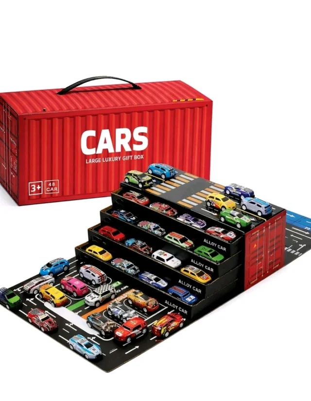48 Pcs Diecast Alloy Model Toy Cars Set with Tiered Container Display Box for Kids & Toddlers