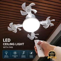 Energy Efficient LED Ceiling Light & 4-Fan Combo