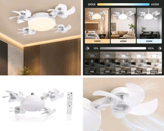 Energy Efficient LED Ceiling Light & 4-Fan Combo