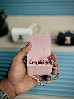 CYXG Q69 Wireless Clip-On Earbuds: 72-Hour Battery Life, Extra Bass & Mini Purse Case with Chain - Pink