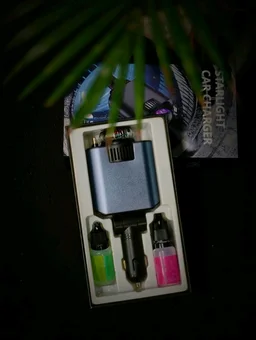 Starlight 5-in-1 Fast Car Charger – PD 3.0 Charging with Perfume Diffuser & Ambient Light
