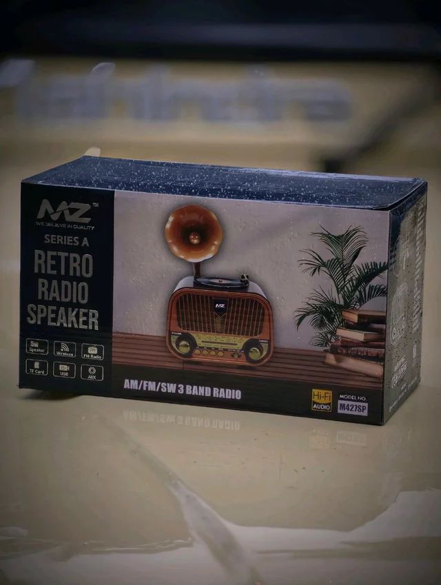 MZ Retro Gramophone Vintage Bluetooth Speaker with AM/FM/SW 3-Band Radio, 5W Hi-Fi Sound, Supports USB, TF Card, and AUX (Model M427SP)
