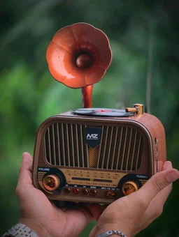 MZ Retro Gramophone Vintage Bluetooth Speaker with AM/FM/SW 3-Band Radio, 5W Hi-Fi Sound, Supports USB, TF Card, and AUX (Model M427SP)