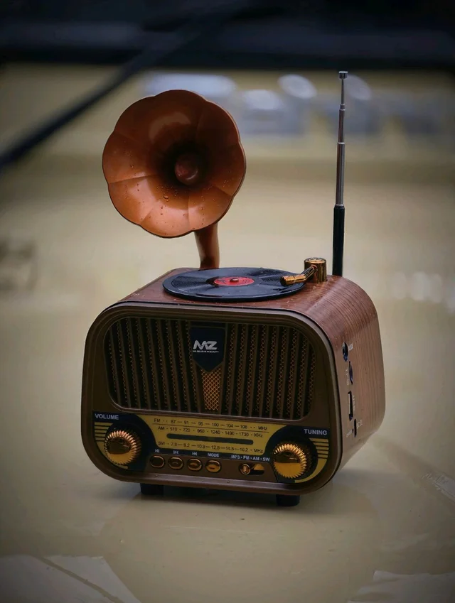 MZ Retro Gramophone Vintage Bluetooth Speaker with AM/FM/SW 3-Band Radio, 5W Hi-Fi Sound, Supports USB, TF Card, and AUX (Model M427SP)
