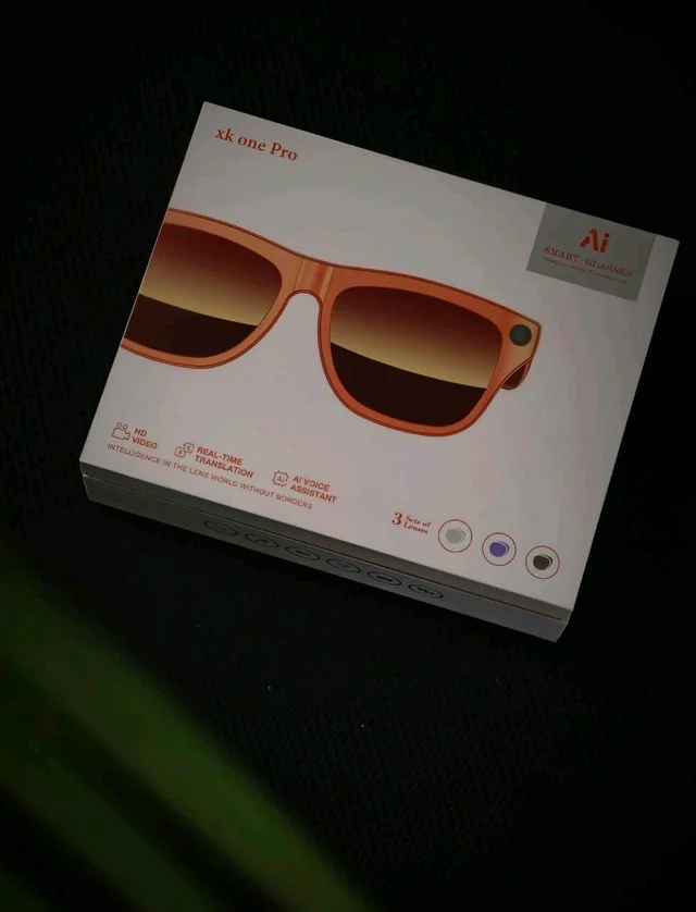 XK One Pro AI Smart Glasses with HD Video Recording, Real-Time Language Translation & AI Voice Assistant - Includes 3 Sets of Lenses
