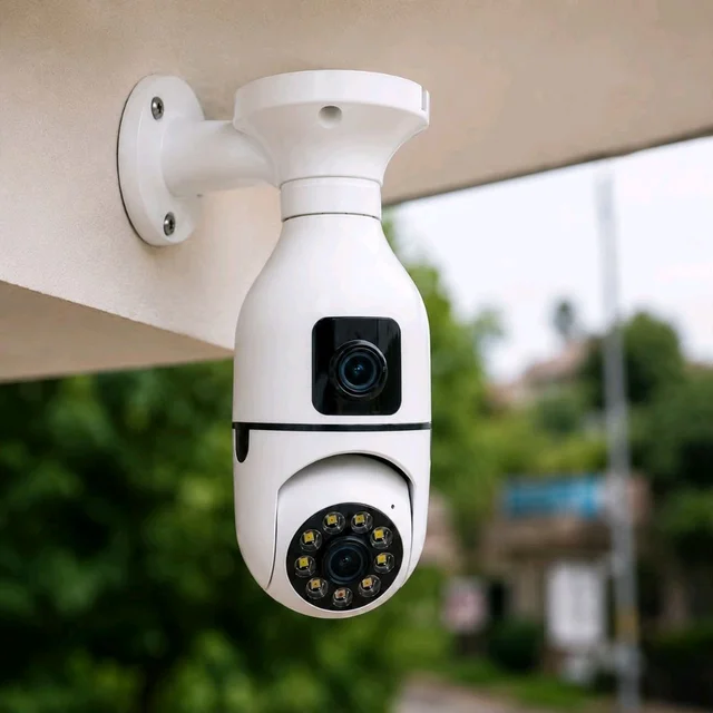 Dual-View WiFi Smart Socket Security Camera with Night Vision & Motion Detection