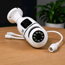 Dual-View WiFi Smart Socket Security Camera with Night Vision & Motion Detection