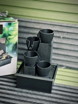 Multi-Tiered Tabletop Accent Fountains with Integrated LED Lights & Decorative Stones - Model 1