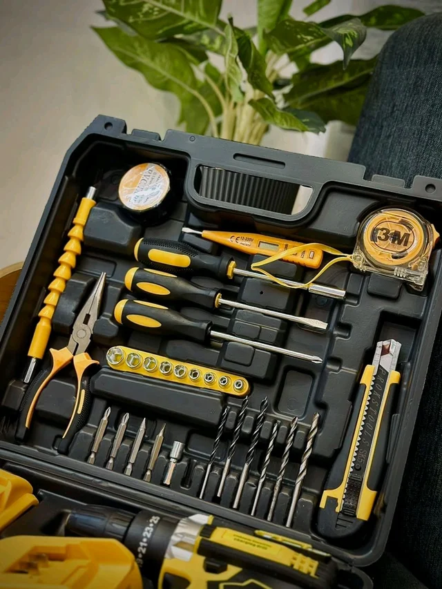 Rechargeable Cordless Drill Set with Dual Batteries, Drill Bits & Hand Tools