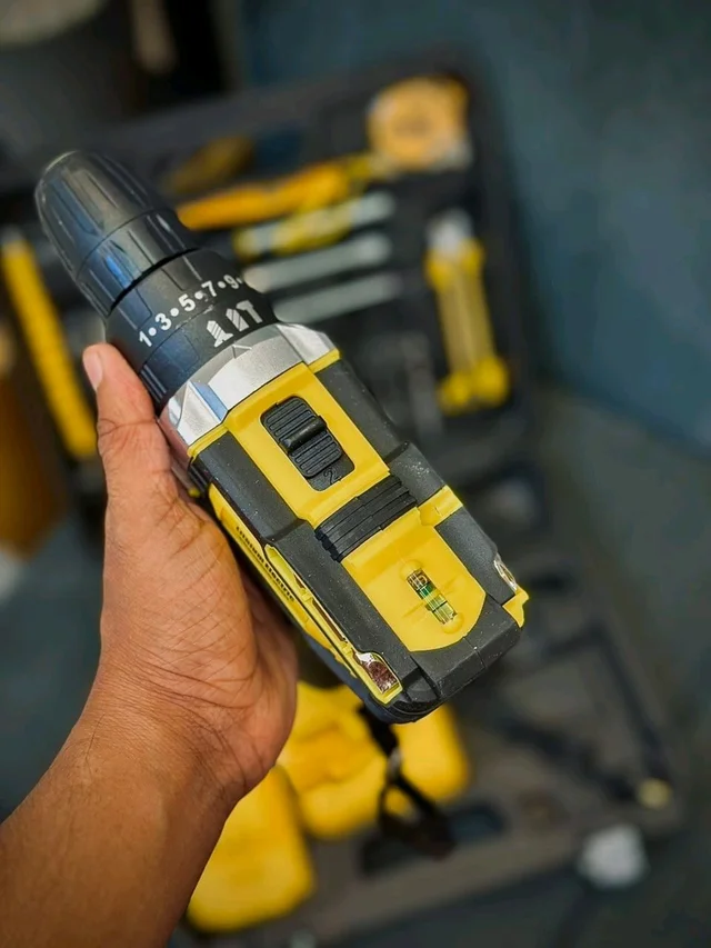 Rechargeable Cordless Drill Set with Dual Batteries, Drill Bits & Hand Tools