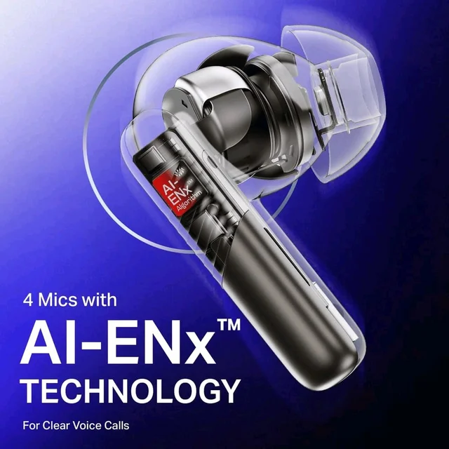 Airdopes Prime 412 True Wireless Earbuds with 50H Playback, Quad Mics AI ENx™ Calling & Multipoint Connectivity (Active Black)