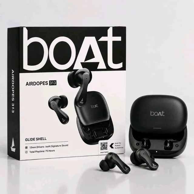 boAt Airdopes 313 True Wireless Earbuds with 75H Playtime, 13mm Drivers, boAt Signature Sound & Glide Shell