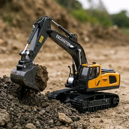 2.4GHz RC Excavator Toy, 2-Channel Remote Control Construction Digger Truck, Engineering Vehicle Series for Kids Ages 3+