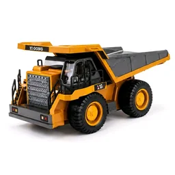 YI GONG 2.4GHz 6CH RC Dump Truck Toy, Full Function Remote Control Construction Heavy-Duty Vehicle with Lights & Working Bed, Off-Road Toy for Kids Ages 6+
