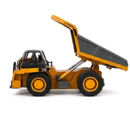 YI GONG 2.4GHz 6CH RC Dump Truck Toy, Full Function Remote Control Construction Heavy-Duty Vehicle with Lights & Working Bed, Off-Road Toy for Kids Ages 6+