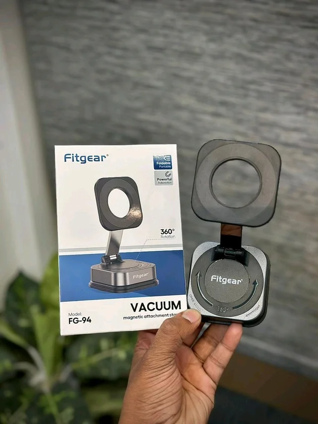 Fitgear FG-94 Foldable Magnetic Phone Stand – 360° Rotating Vacuum Suction Mount