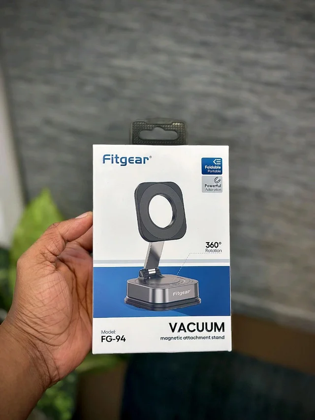 Fitgear FG-94 Foldable Magnetic Phone Stand – 360° Rotating Vacuum Suction Mount